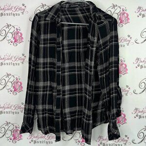 Dylan George button up plaid Stylish Black and White Plaid Button Down Shirt
